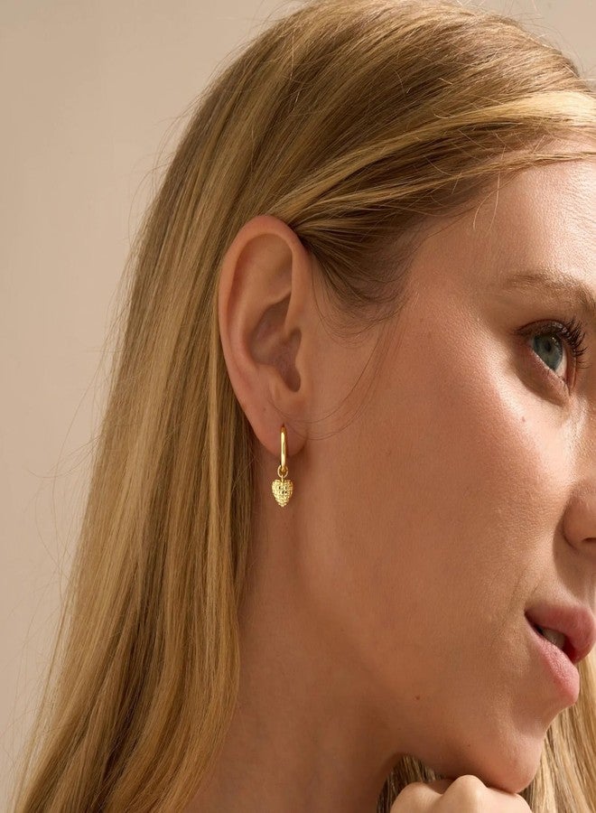 ASCOMY Gold Earrings for Women Dainty Hoop Earrings 14K Gold Plated Heart Hoops Circle Hoop Earring Cute Small Heart Charm Earring Gold Minimalist Jewelry Gifts for Her - Image 2